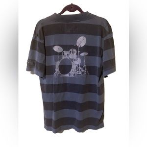 Hard Rock Cafe Striped Pullover W/Drum Set Logo Size XL